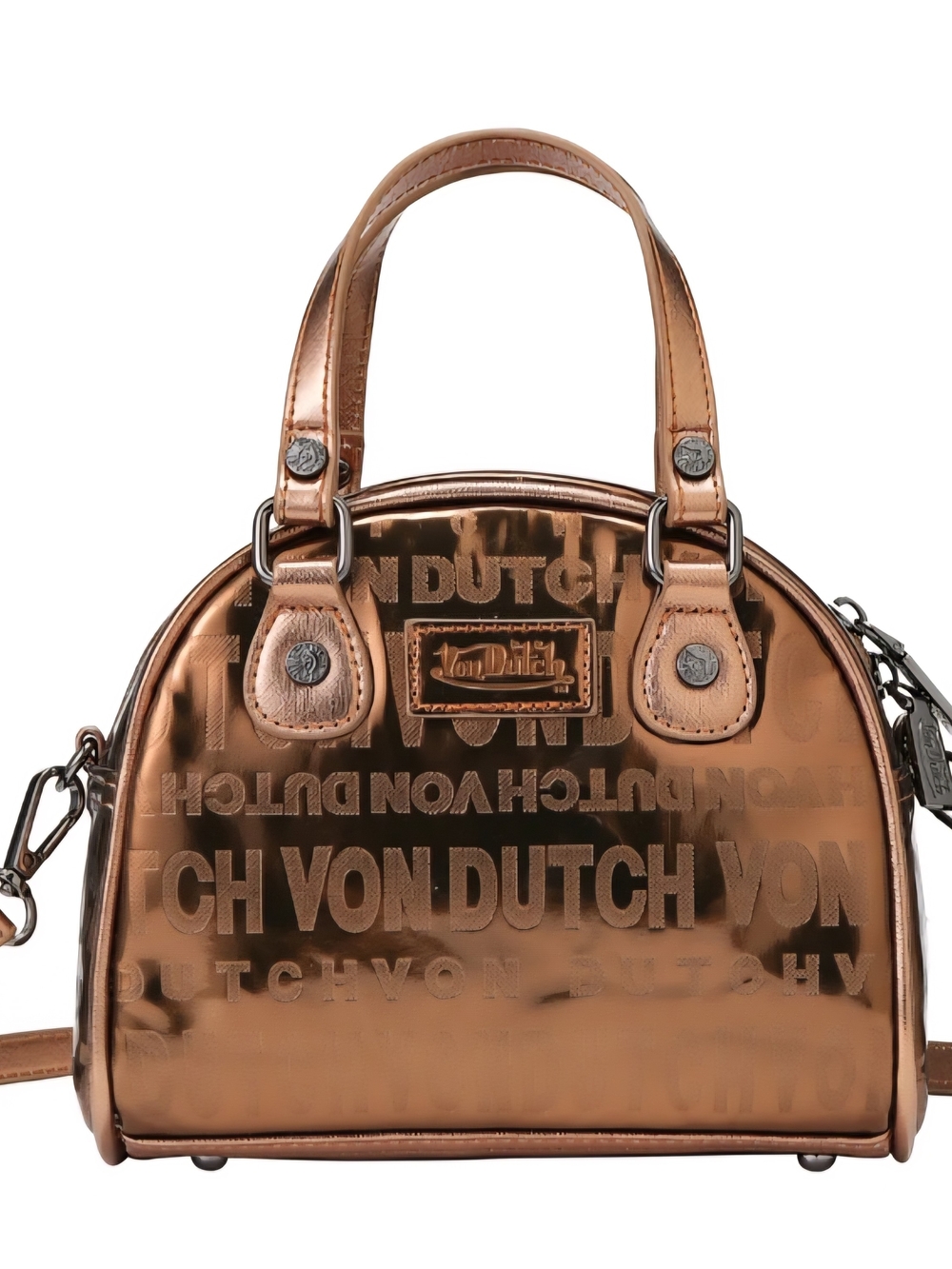 Von Dutch Metallic Brown Mini Dome Satchel